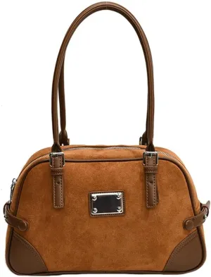 Vintage Suede Tote Bag for Women Mini Slouchy Bag Fall Winter Trendy Hobo Bag Satchel Purse Causal Top Handle Handbag 2024