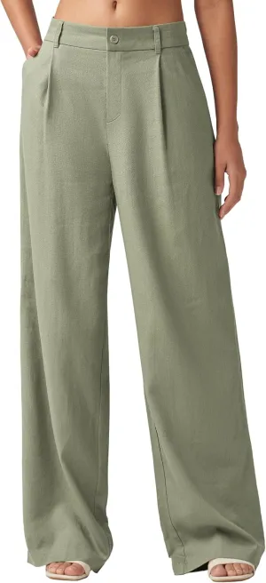 Willit Women's Linen Pants Wide Leg Work Dress Pants Casual Slacks Business Pants with Pockets 29" 31"