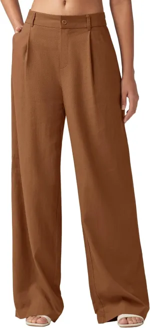 Willit Women's Linen Pants Wide Leg Work Dress Pants Casual Slacks Business Pants with Pockets 29" 31"