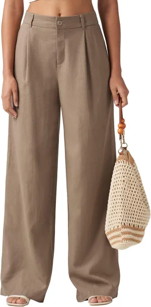 Willit Women's Linen Pants Wide Leg Work Dress Pants Casual Slacks Business Pants with Pockets 29" 31"