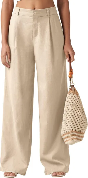 Willit Women's Linen Pants Wide Leg Work Dress Pants Casual Slacks Business Pants with Pockets 29" 31"