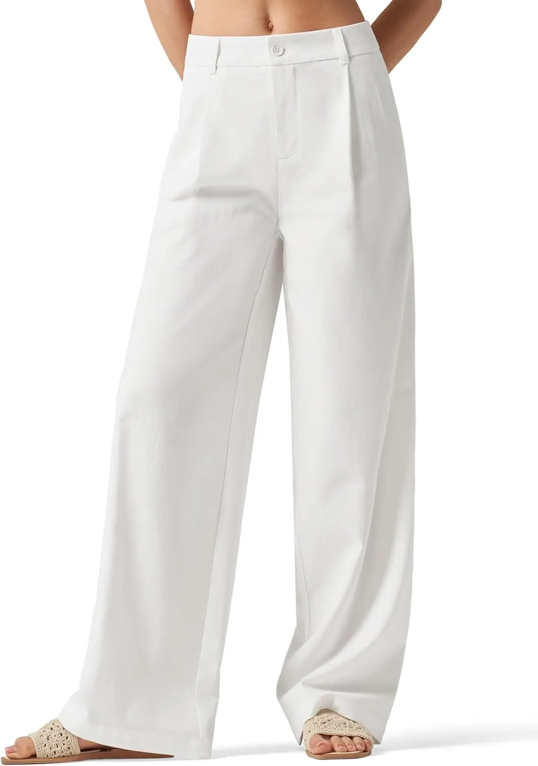 Willit Women's Linen Pants Wide Leg Work Dress Pants Casual Slacks Business Pants with Pockets 29" 31"
