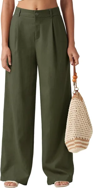 Willit Women's Linen Pants Wide Leg Work Dress Pants Casual Slacks Business Pants with Pockets 29" 31"