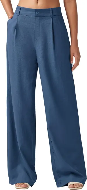 Willit Women's Linen Pants Wide Leg Work Dress Pants Casual Slacks Business Pants with Pockets 29" 31"