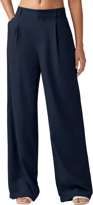 Willit Women's Linen Pants Wide Leg Work Dress Pants Casual Slacks Business Pants with Pockets 29" 31"