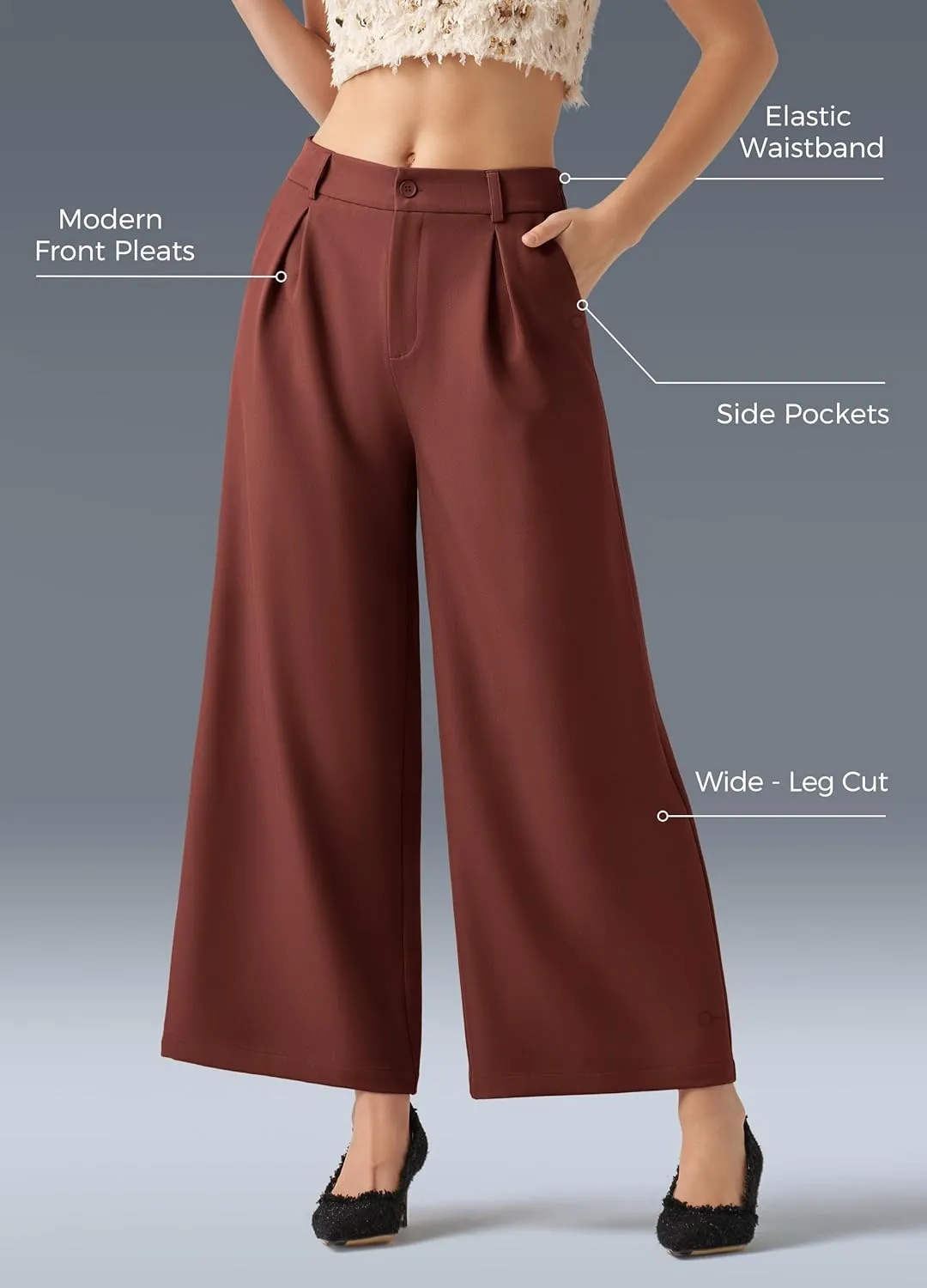 Willit Women's Wide Leg Pants Work Dress Pants Casual Palazzo Pants High Waisted Business Office Slacks 25"/27"/29"
