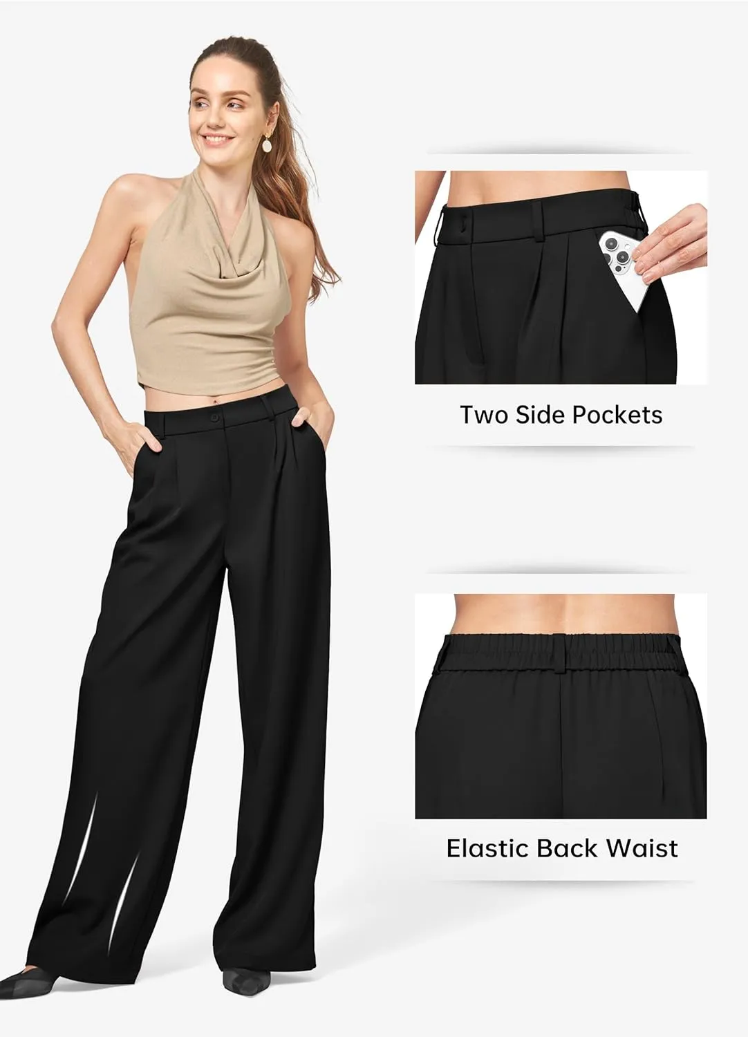 Willit Women's Work Pants Wide Leg Dress Pants High Waisted Casual Slacks Business Office Pants with Pockets 28"/30"/32"
