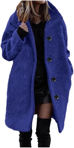 Winter Teddy Bear Long Coats for Women 2024 Fashion Oversized Jacket Fuzzy Fleece Faux Fur Sherpa Coats Outwear