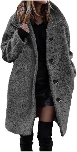 Winter Teddy Bear Long Coats for Women 2024 Fashion Oversized Jacket Fuzzy Fleece Faux Fur Sherpa Coats Outwear