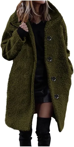 Winter Teddy Bear Long Coats for Women 2024 Fashion Oversized Jacket Fuzzy Fleece Faux Fur Sherpa Coats Outwear