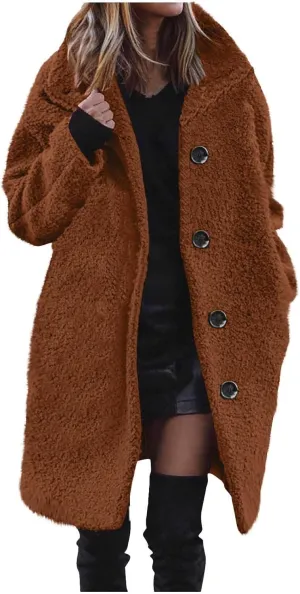 Winter Teddy Bear Long Coats for Women 2024 Fashion Oversized Jacket Fuzzy Fleece Faux Fur Sherpa Coats Outwear
