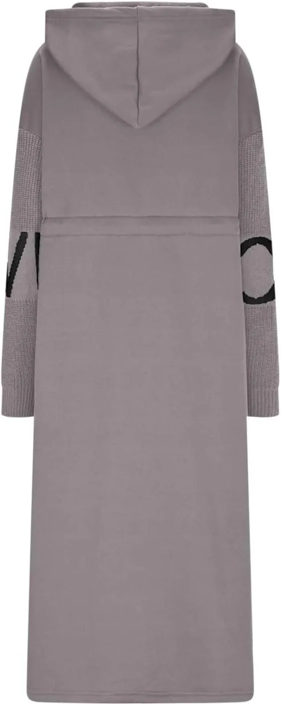 Winter Trench Coat Womens Coat Plus Size Hooded Zip up Long Jackets Cozy Patchwork Warm Overcoat Drawstring Waist Coat