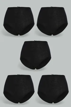 Women Black Full Brief (Pack of 5)