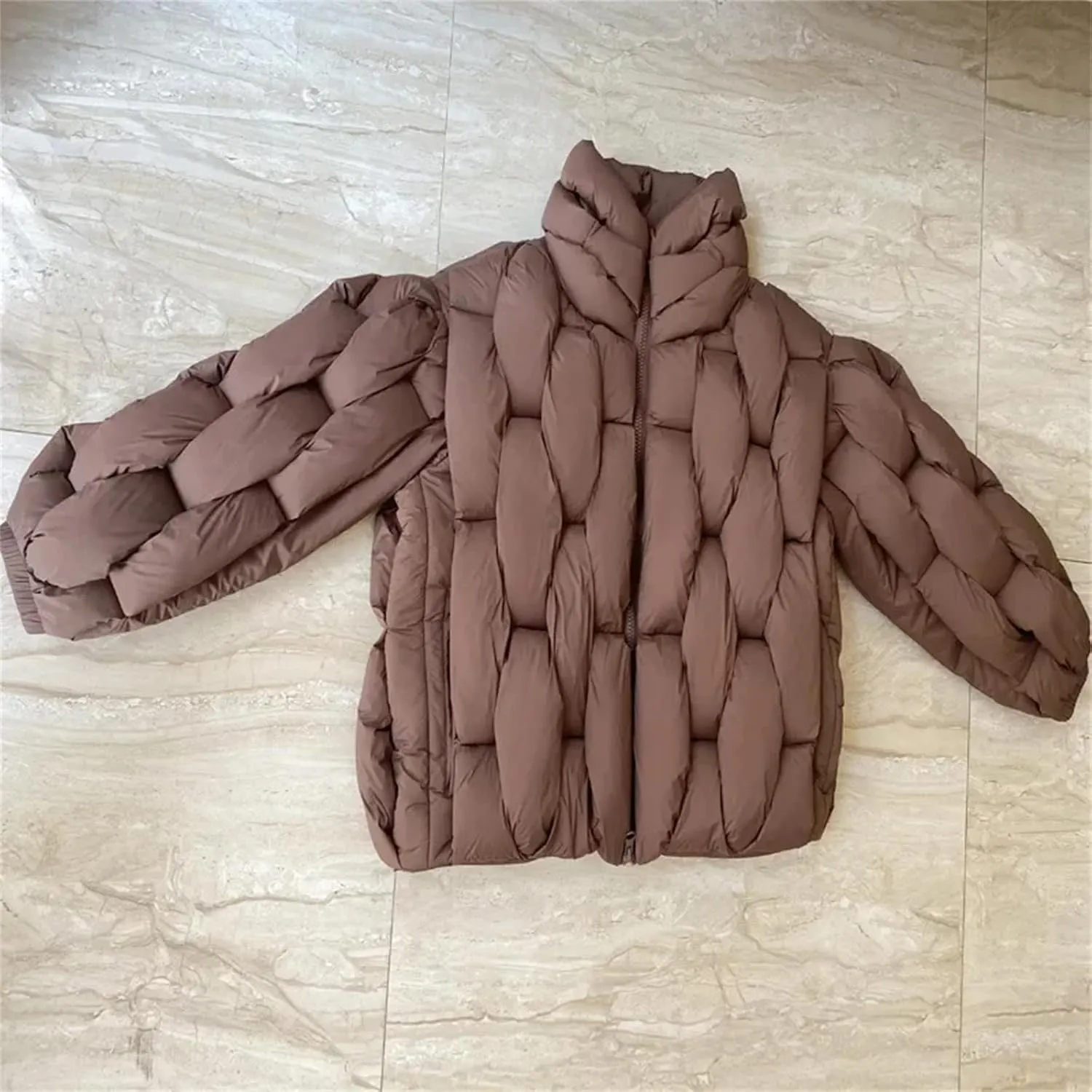 Women Down Jacket Oversized Couple Coats Plaid Puffer Parkas