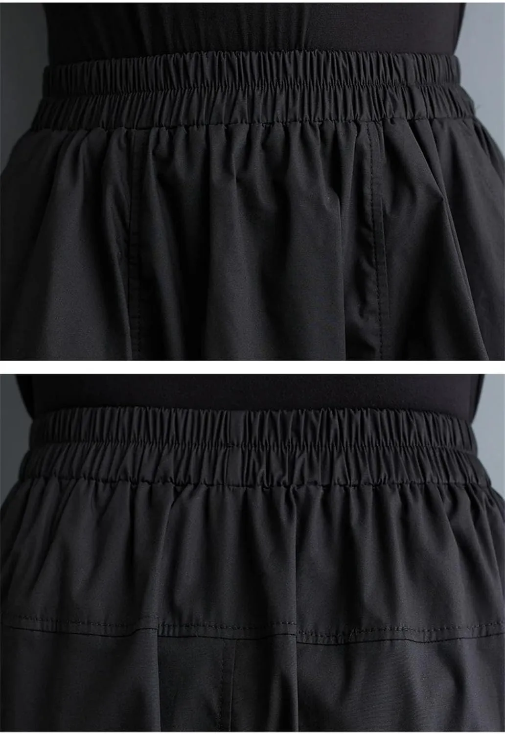 Women Elastic High Waist Midi Skirt Irregular Pleated Skirts Casual Loose Solid Color Skirts