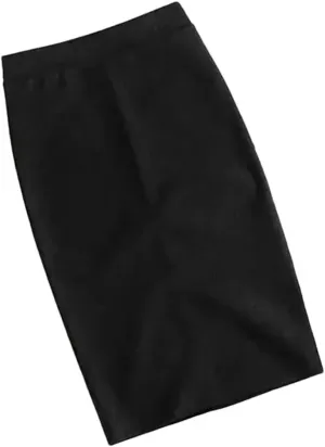 Women High Waist Office White Skirts Elegant Korean Bodycon Black Skirt Sexy Slim Knee Length Pencil Skirt