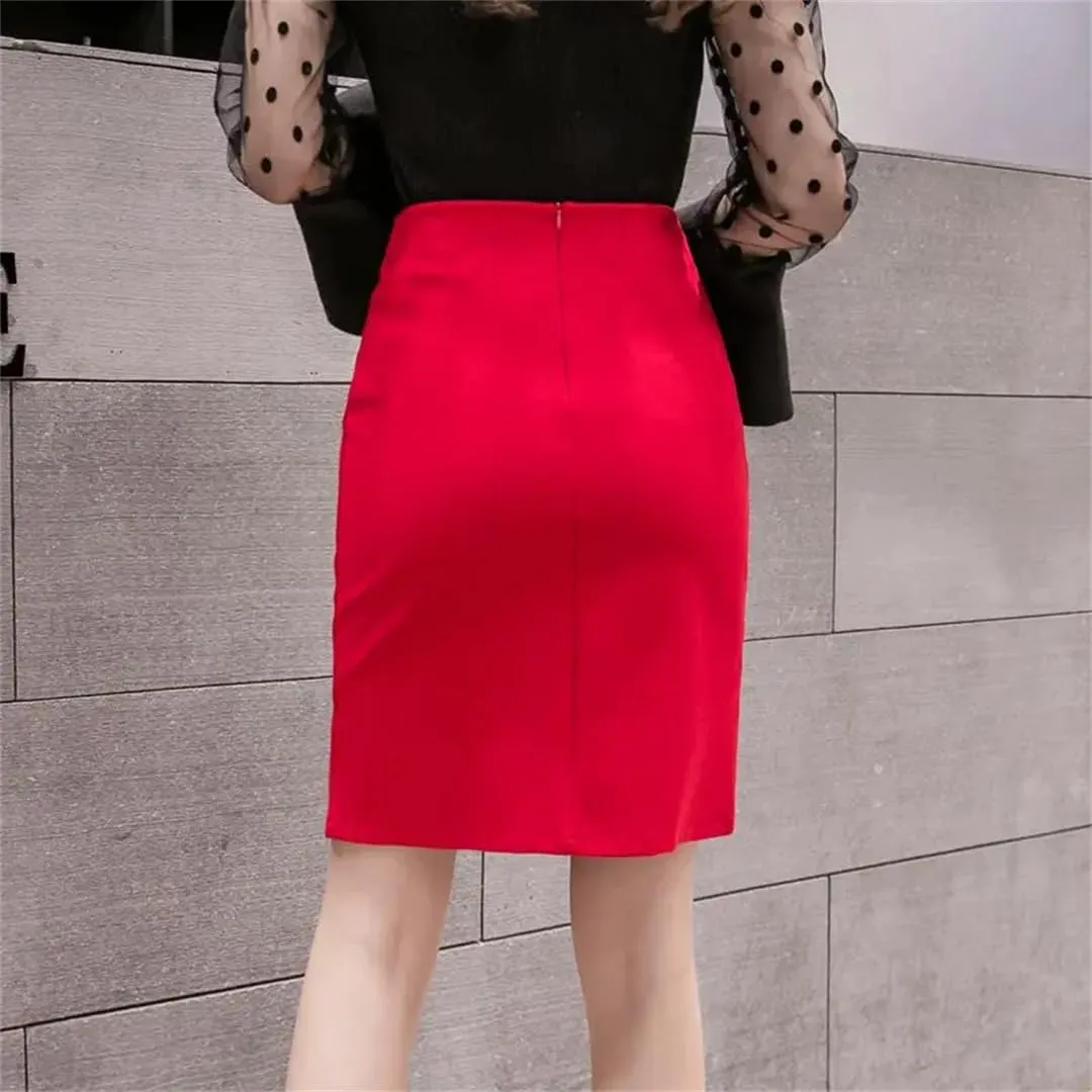 Women Oversized Skirt High Waist Red Skirts Office Sexy Black Pencil Skirt