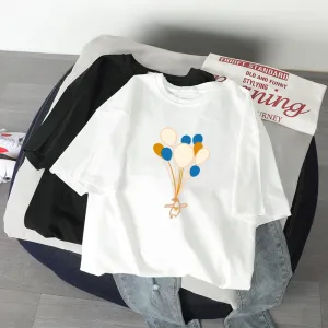 Women Printed Summer Korean Popular Loose Minimalist Plus Size Student INS Tops Short Sleeve T-Shirt