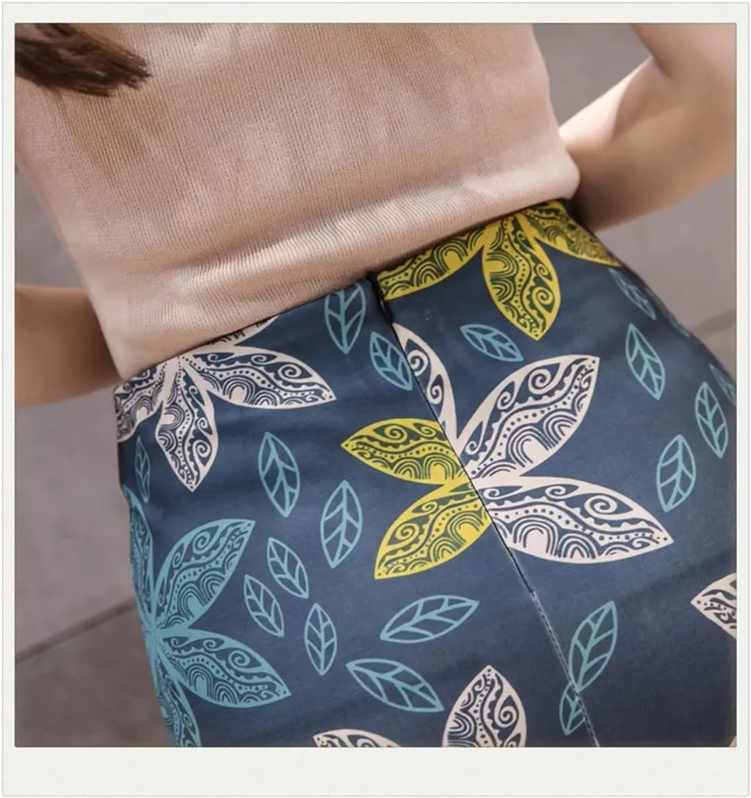 Women Spring Pencil Skirts Womens Floral Printed High Waist Skirt Knee Length Bodycon Skirt