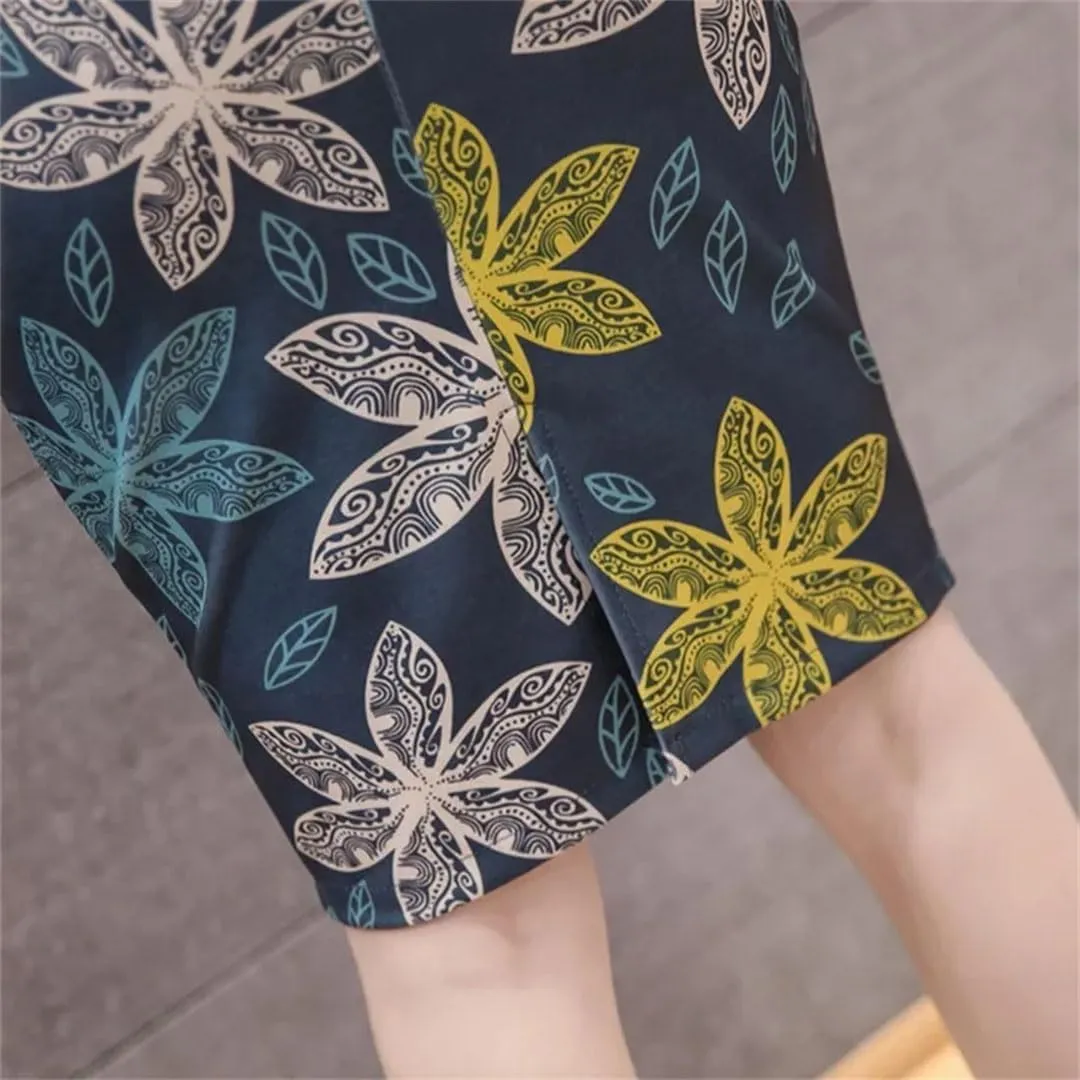 Women Spring Pencil Skirts Womens Floral Printed High Waist Skirt Knee Length Bodycon Skirt