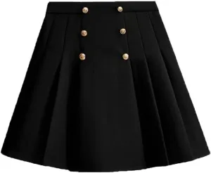 Women Summer High Waist Pleated Skater Skirt Elastic Casual Suit Skirt