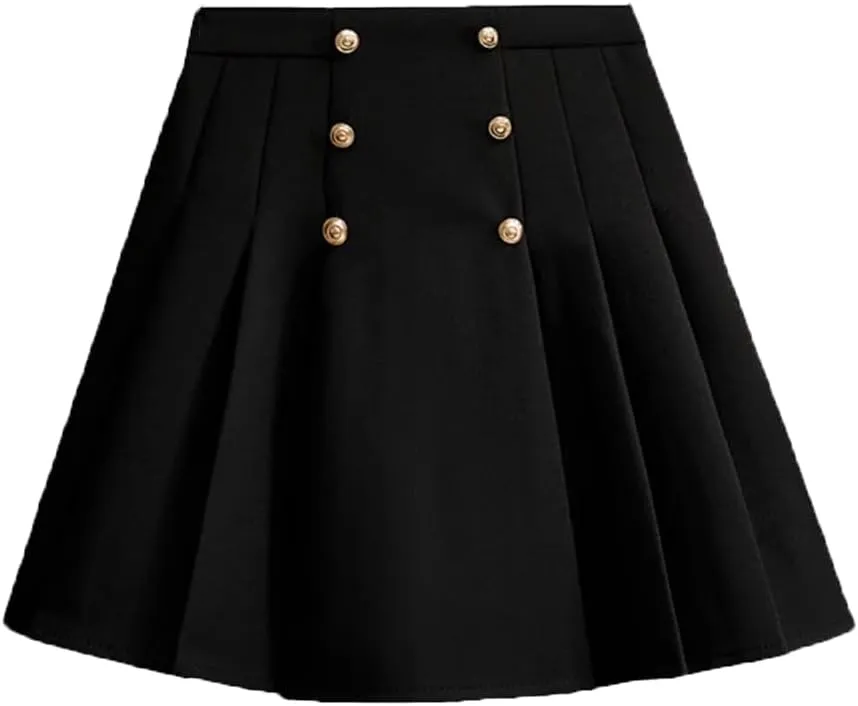 Women Summer High Waist Pleated Skater Skirt Elastic Casual Suit Skirt