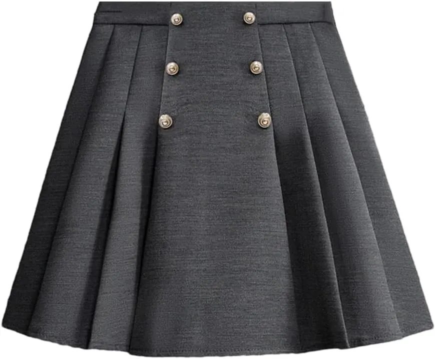 Women Summer High Waist Pleated Skater Skirt Elastic Casual Suit Skirt