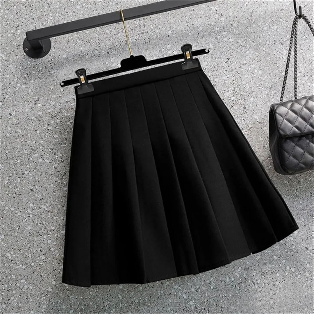 Women Summer High Waist Pleated Skater Skirt Elastic Casual Suit Skirt