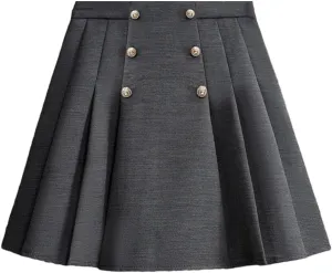Women Summer High Waist Pleated Skater Skirt Elastic Casual Suit Skirt