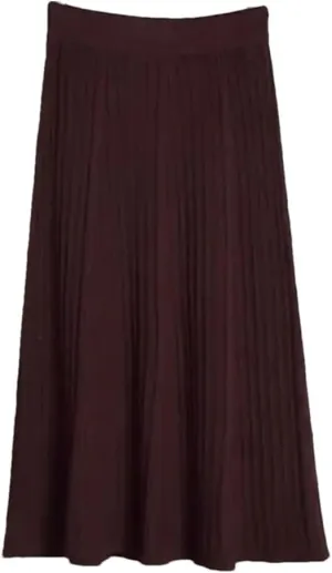 Women Winter Warm Knitted Skirt Elastic High Waist Pleated Knit Casual All Match Long Midi Skirt