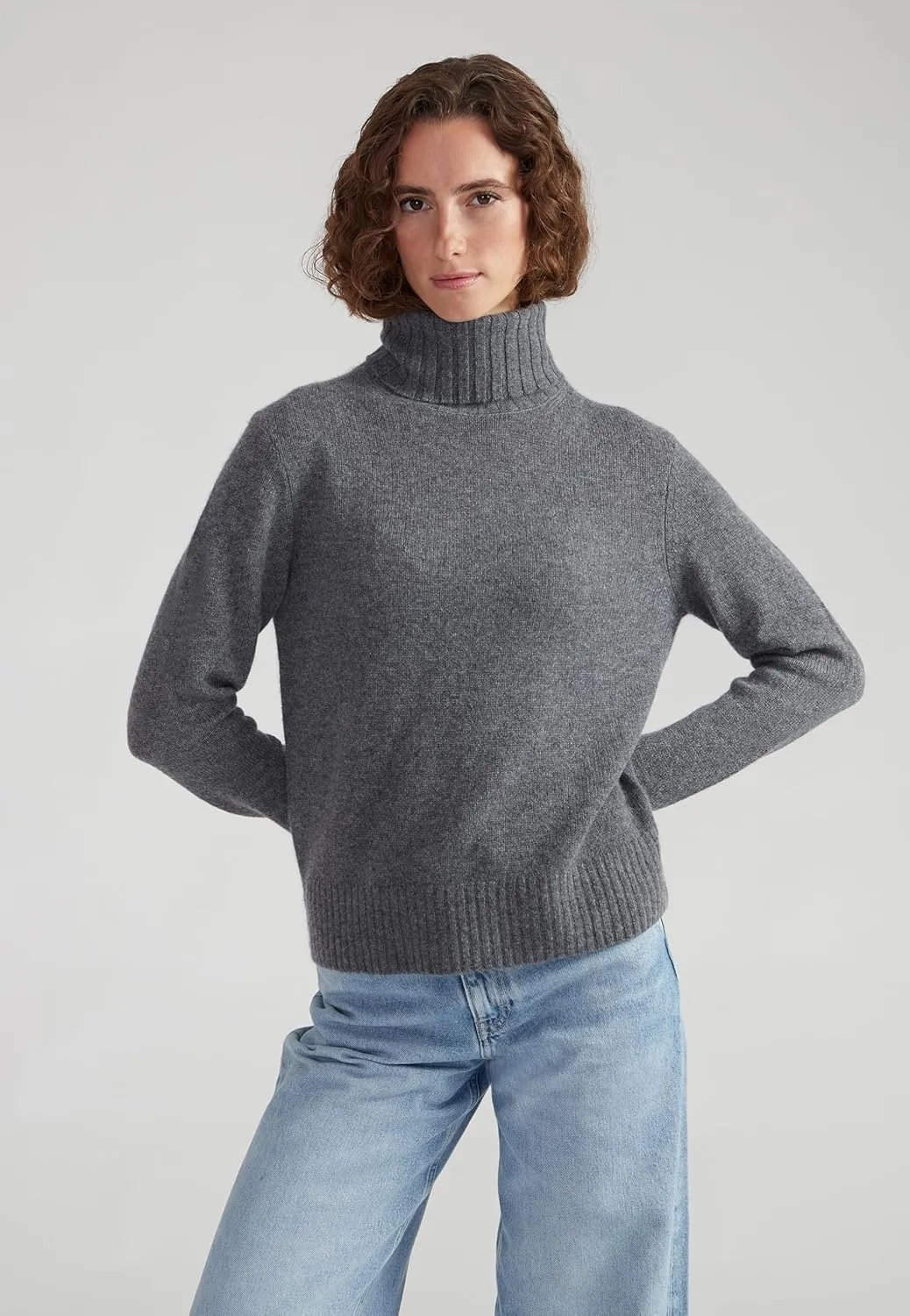 Women's 100% Cashmere Turtleneck Sweater, Regular Fit, Stylish Premium Knit Jumper for Autumn Winter