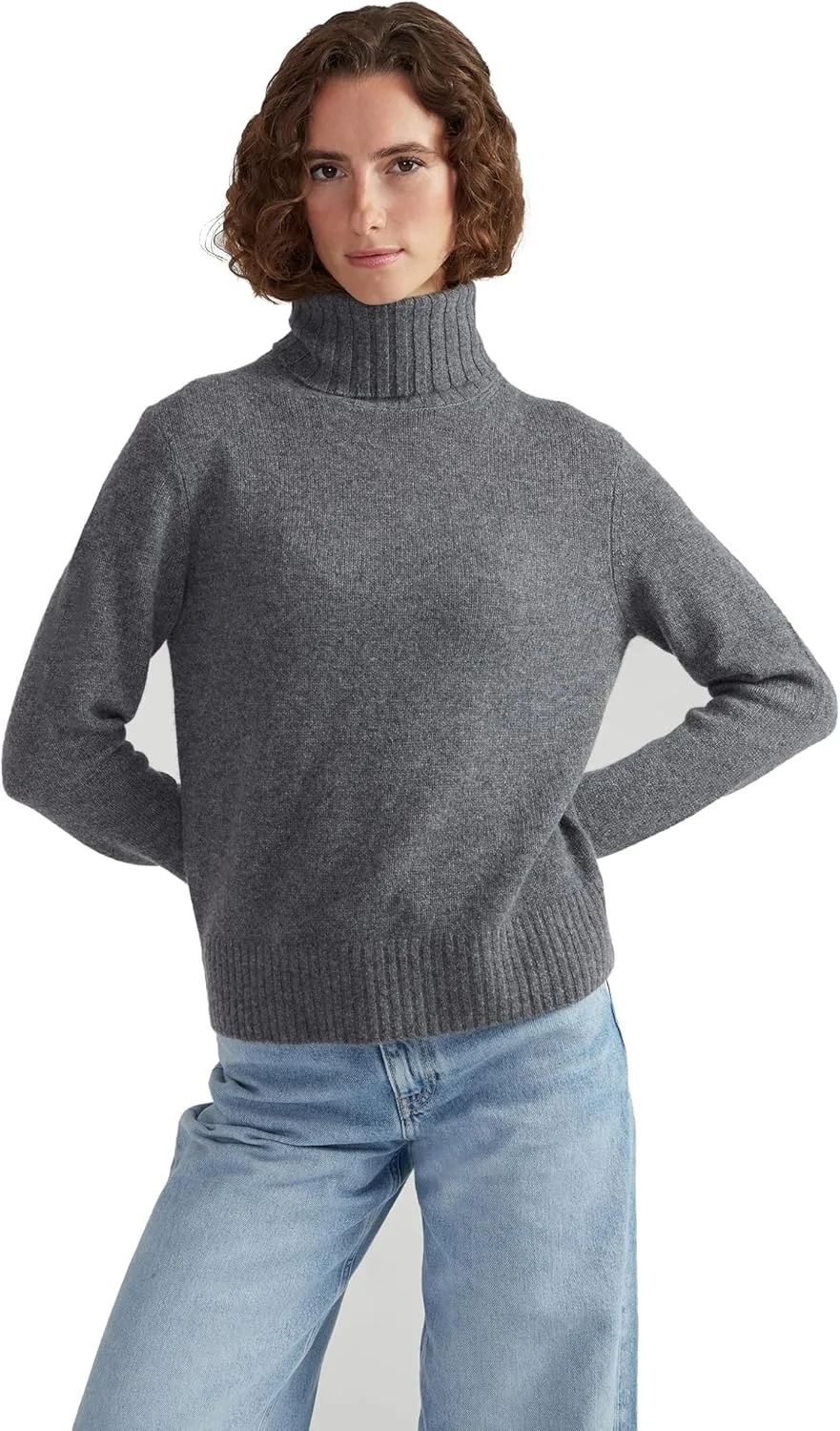 Women's 100% Cashmere Turtleneck Sweater, Regular Fit, Stylish Premium Knit Jumper for Autumn Winter