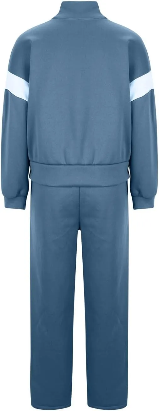Women's 2 Piece Athleisure Set, Half High Neck Zip Jacket, Wide Leg Elastic High Waisted Pockets Pants Jogging Outfit