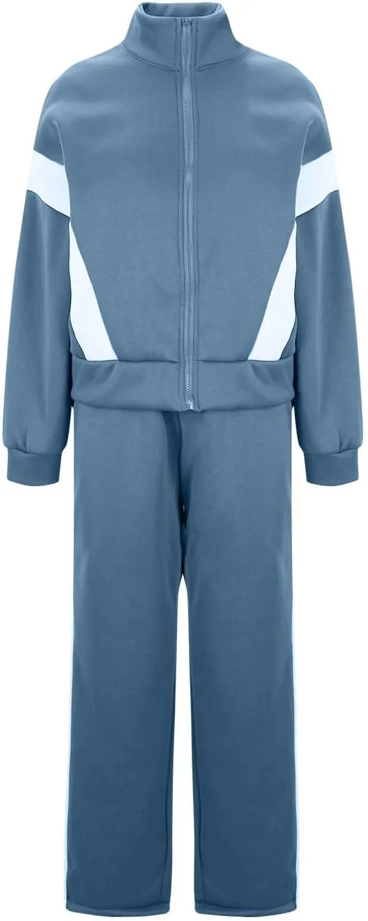 Women's 2 Piece Athleisure Set, Half High Neck Zip Jacket, Wide Leg Elastic High Waisted Pockets Pants Jogging Outfit