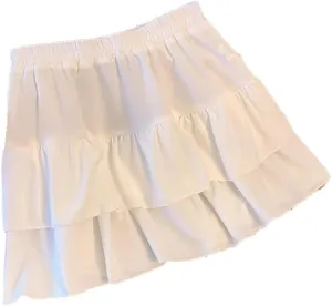 Women's Casual Oversied Mini Skirts Elastic High Waisted Casual Pleated Skirts