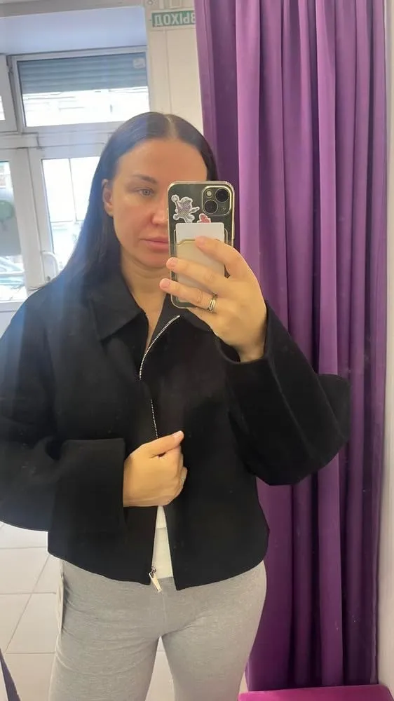 Womens Cropped Wool Jacket Warm Winter Fleece Bomber Jacket Zip Up Short Pea Coats with Pockets