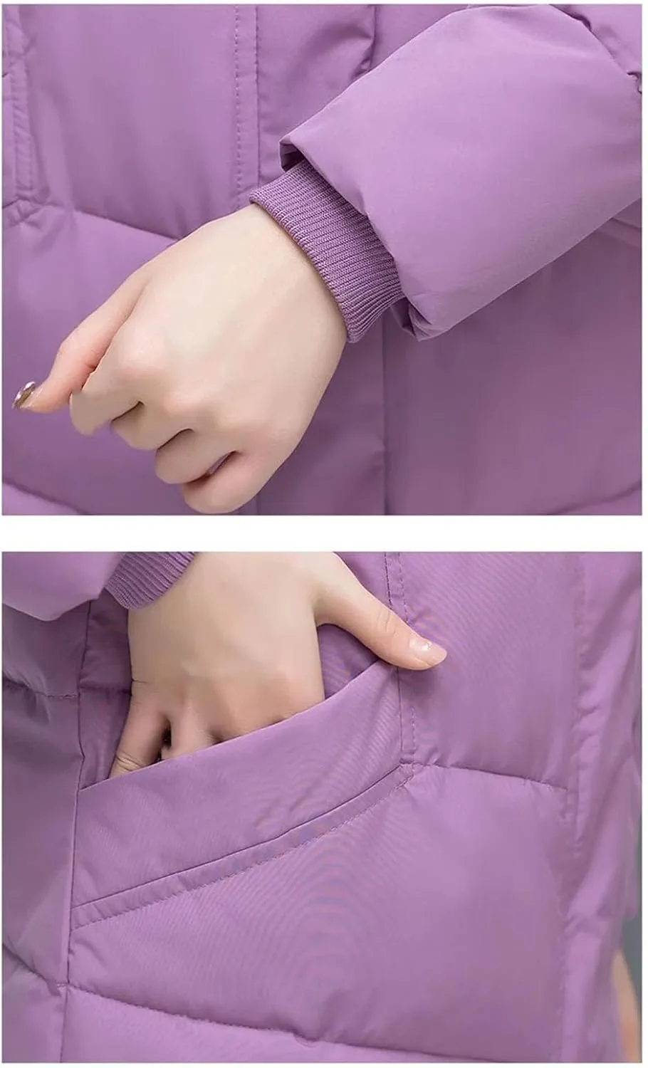 Women's Detachable Hooded Cotton-Padded Jacket Classic Mid-Length Loose Parka Coat
