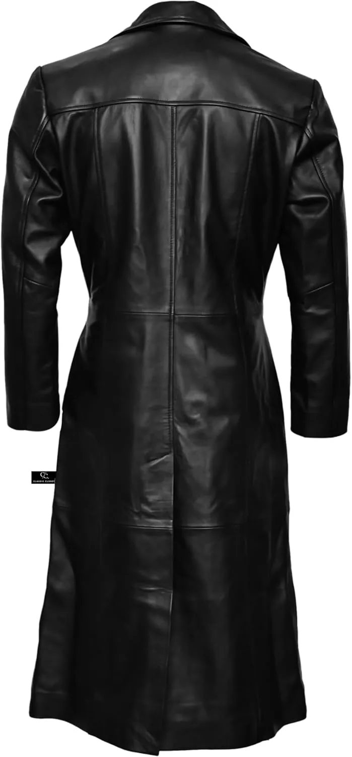Womens Duster Long Black Trench Coat  Womens Full Body Leather Long Coat  Long Leather Trench Coat For Women