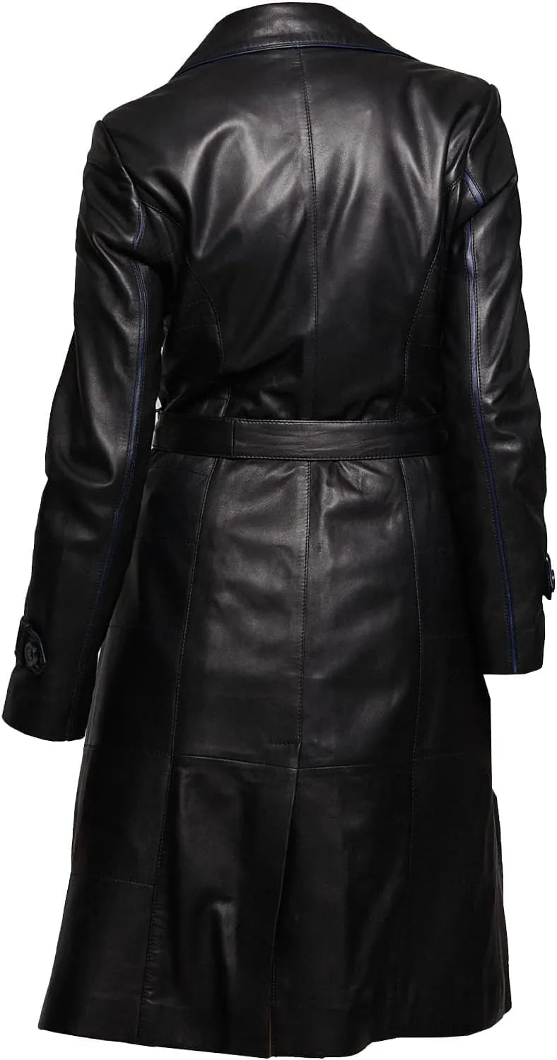 Womens Duster Long Black Trench Coat  Womens Full Body Leather Long Coat  Long Leather Trench Coat For Women