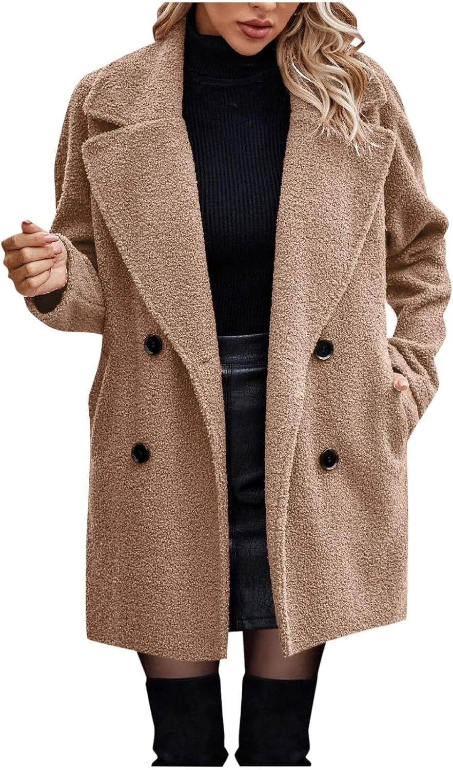 Womens Faux Fur Coat Long Winter Coats 2024 Jacket Fuzzy Fleece Jackets Lapel Warm Outwear Clothes Teddy Coats