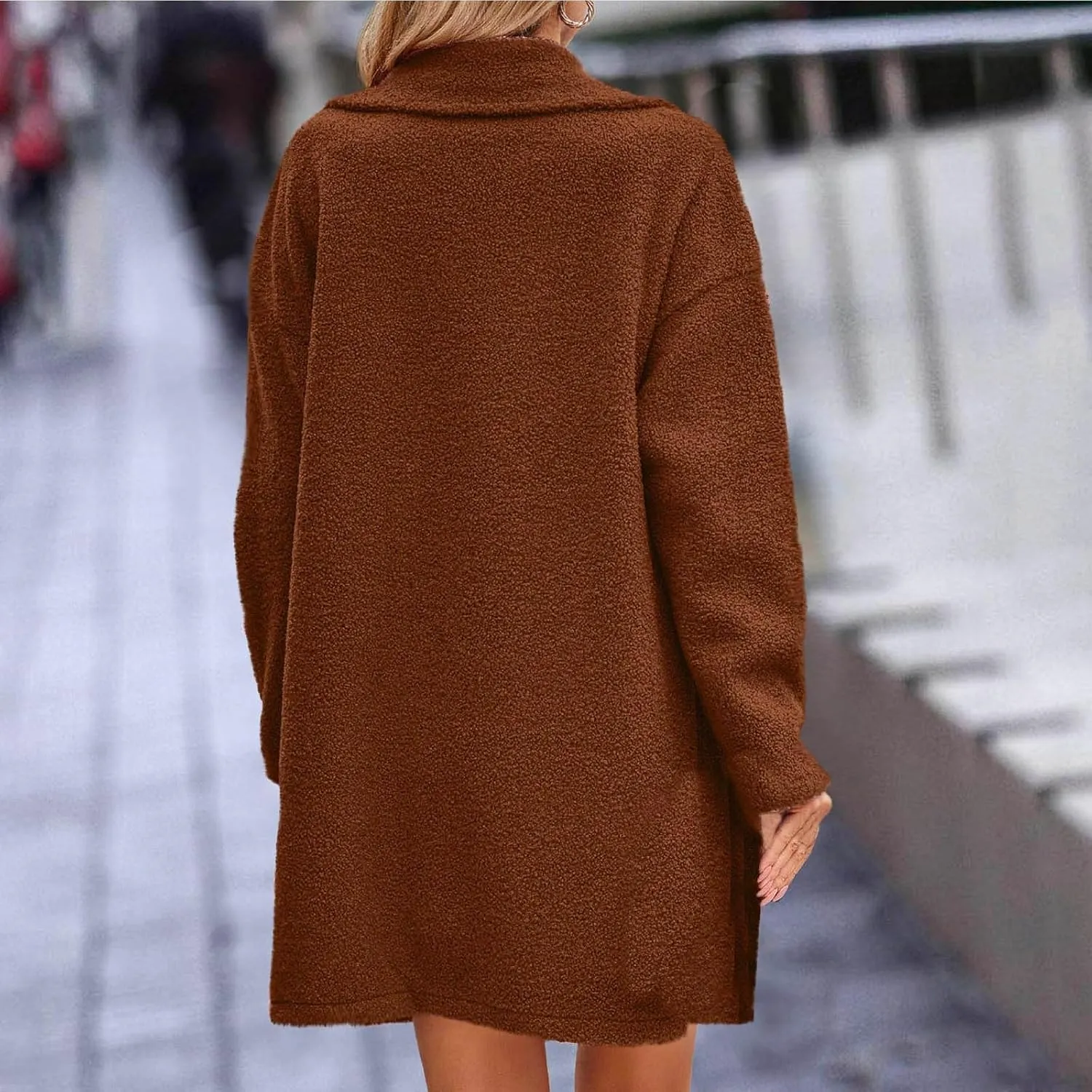 Womens Faux Fur Coat Long Winter Coats 2024 Jacket Fuzzy Fleece Jackets Lapel Warm Outwear Clothes Teddy Coats