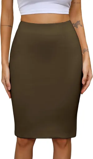 Women's High Waist Pencil Suit Skirt 2024 Stretch Below Knee for Work Formal Slim Skirt