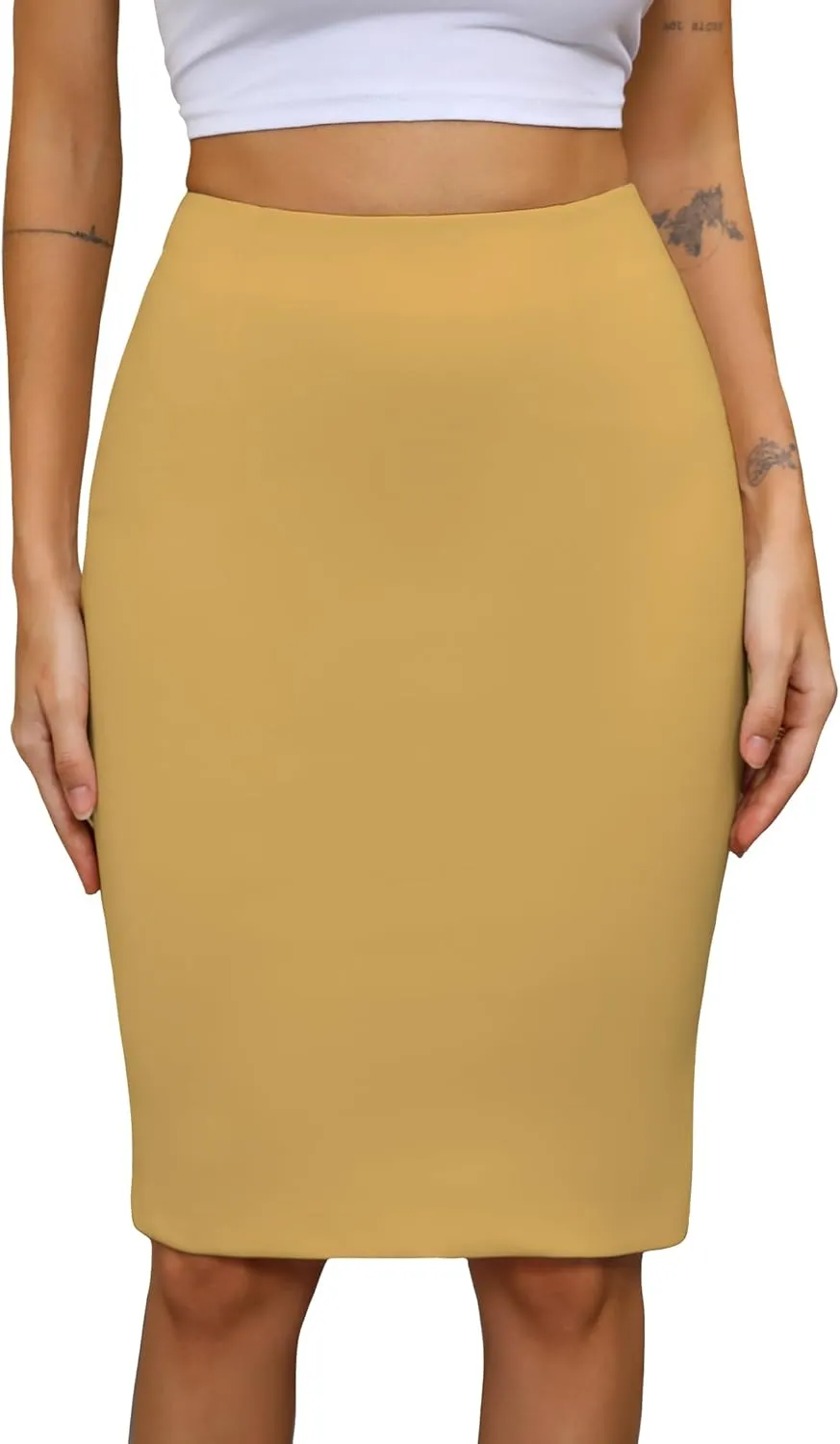 Women's High Waist Pencil Suit Skirt 2024 Stretch Below Knee for Work Formal Slim Skirt