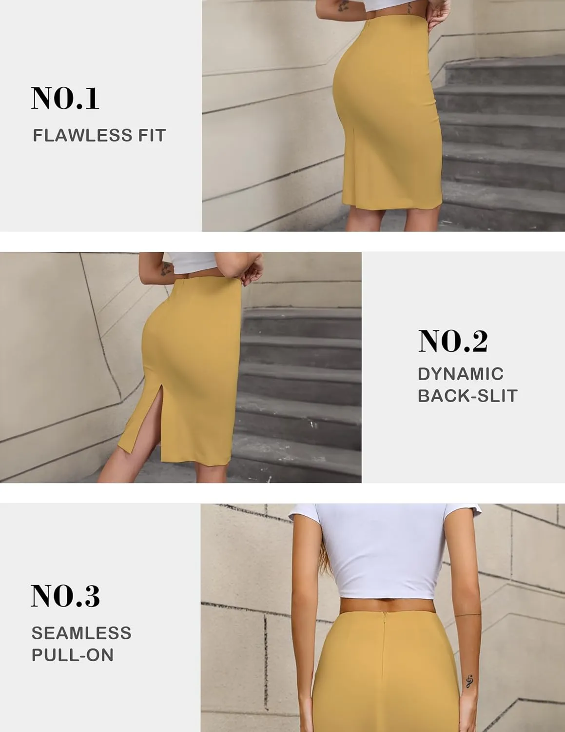 Women's High Waist Pencil Suit Skirt 2024 Stretch Below Knee for Work Formal Slim Skirt