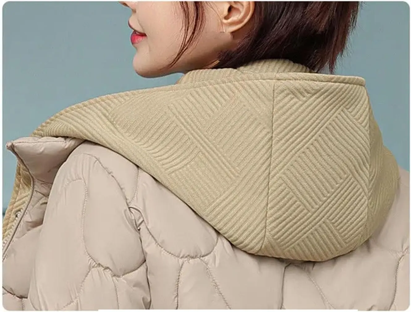 Women's Hooded Fake Two-Piece Parka Coat Classic Short Corrugated Warm Cotton-Padded Jacket