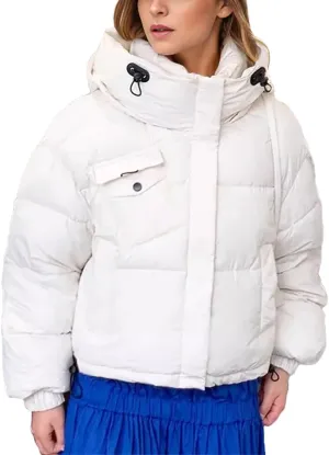 Women's Hooded Stand Collar Cotton-Padded Jacket Classic Pocket Warm Parkas Coats