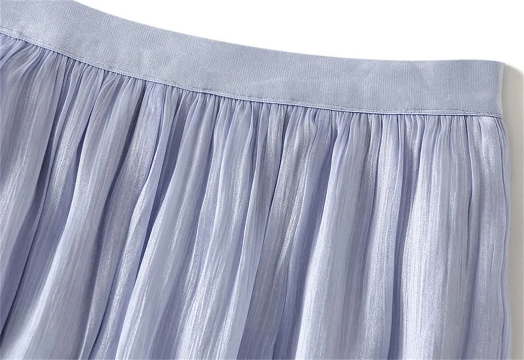 Womens Irregular A-Line Skirt Casual Midi Long High Waist Skirts Solid Elastic Waist Bohemian