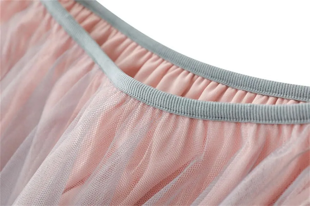 Womens Irregular Midi Long Tulle A-Line Skirt Gradient Color High Waist Skirts Flowy Pleated