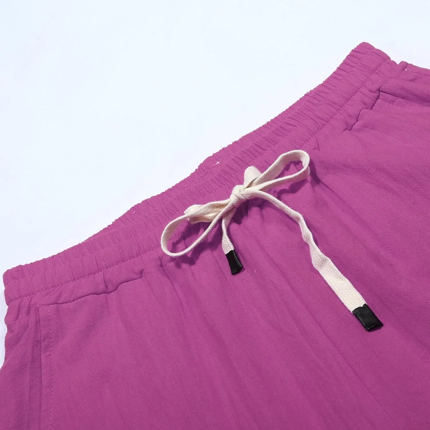 Womens Leggings Solid Color Cotton Linen Elastic Seven Pants Casual Pants Linen Beach Clothes Beach Vacation