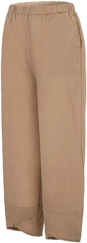 Womens Linen Pants Summer Beach High Waisted Oversized Cropped Pants Casual Loose Fit Trousers 2025 Vacation Clothes